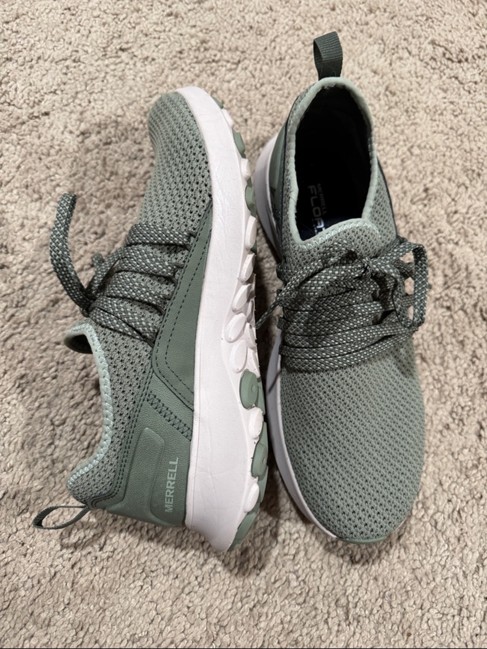 Merrell Women's floateco Sage Green Knit Lace-Up Sneakers
